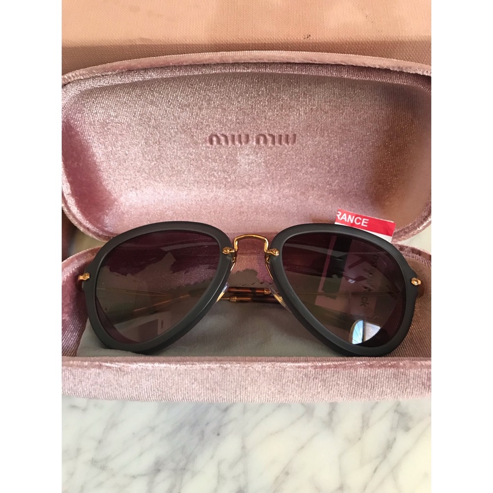 Miu Miu Pilot Aviator Sunglasses MU03QS-TWH3G2 - Picture 4 of 7